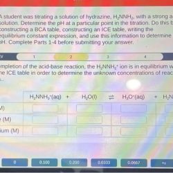 A student was titrating a solution of hydrazine